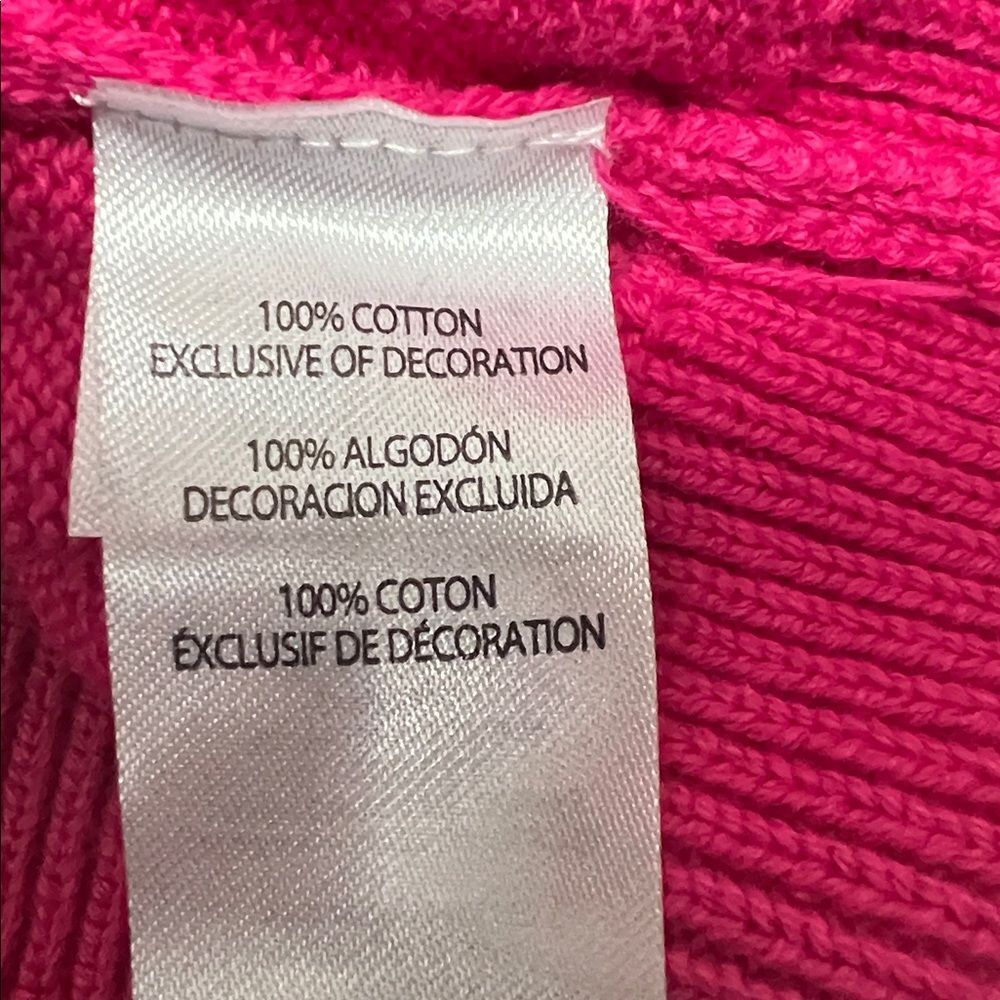 Hartstrings Bright pink cotton cardigan sweater with French bulldog appliqué NWT - Picture 11 of 12